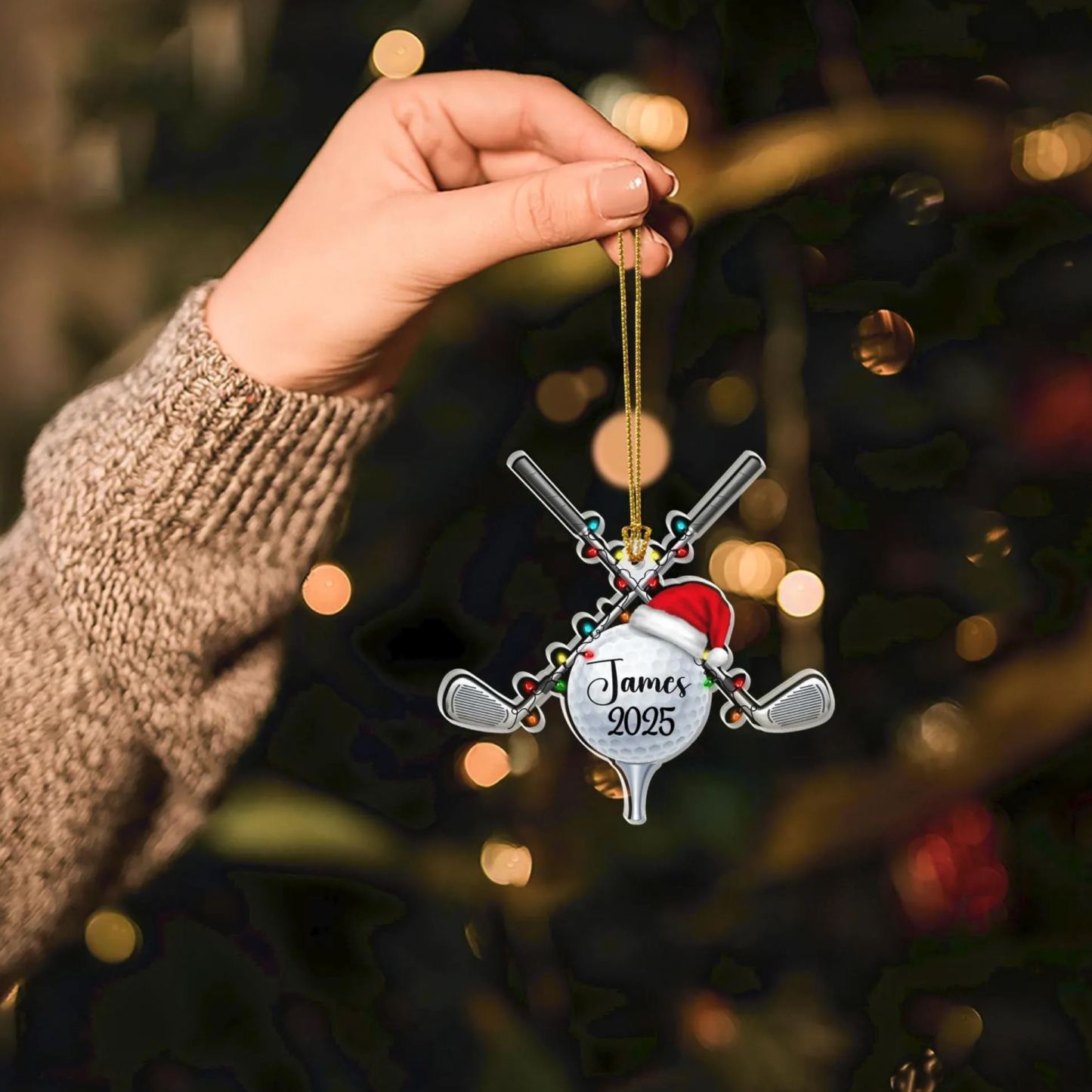 Golf Ball Christmas Ornament - Personalized Custom Shaped Acrylic Ornament - Christmas Gift For Golfers, Golf Lovers - MyFaceSocks