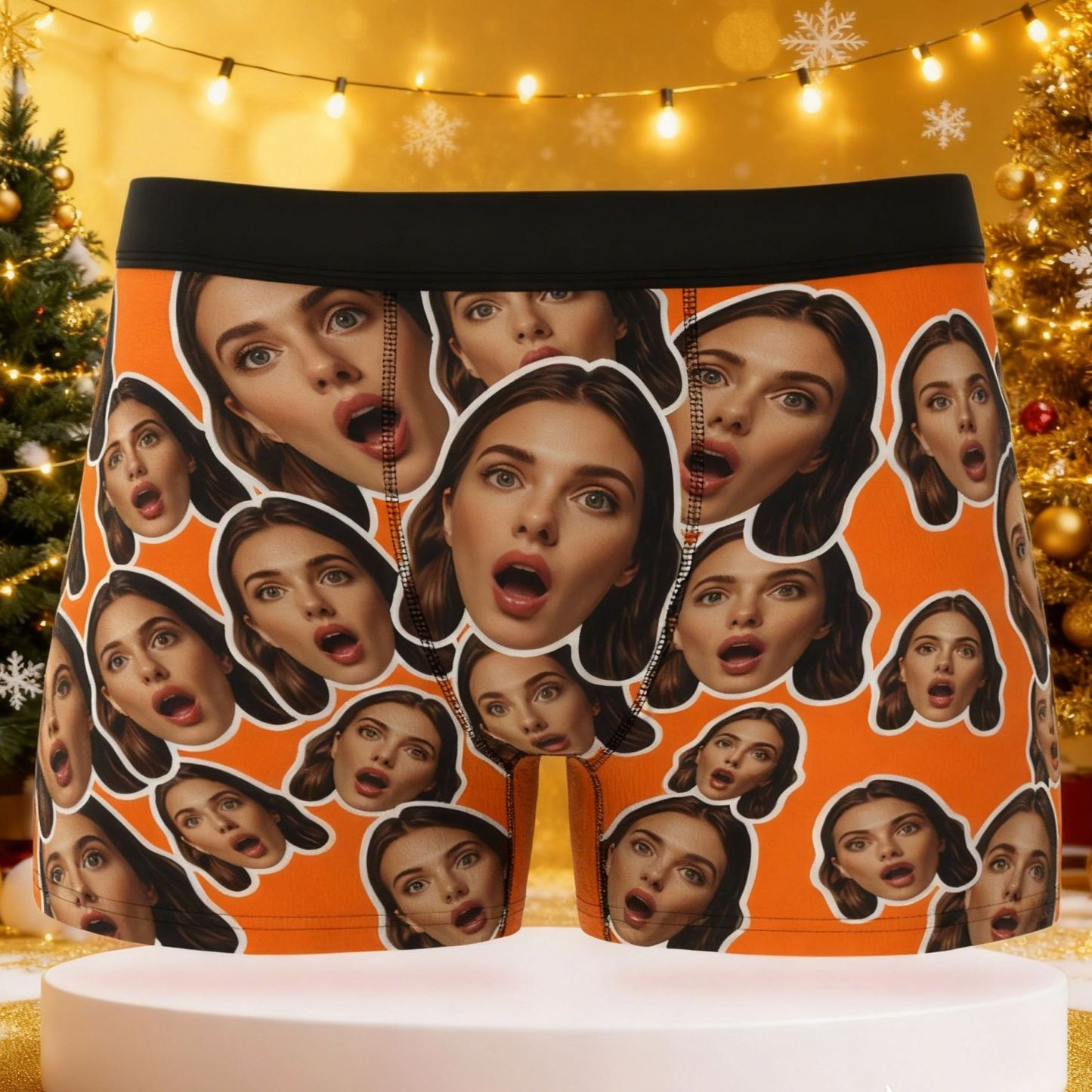 Custom Mash Face Boxer Shorts Men's Face Underwear Funny Lovers Christmas Boxer Gift