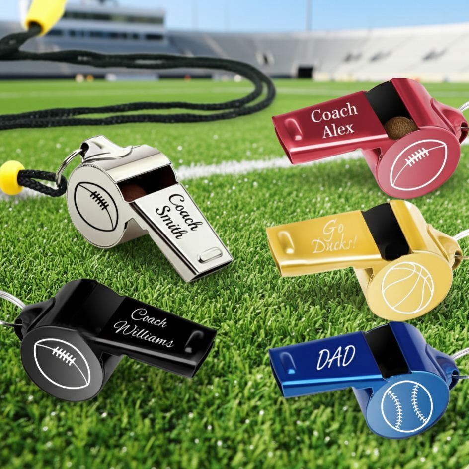 Personalized Coach Gift WHISTLE NECKLACE School Team Football Basketball Hockey Soccer Lacrosse Volleyball Cross Country