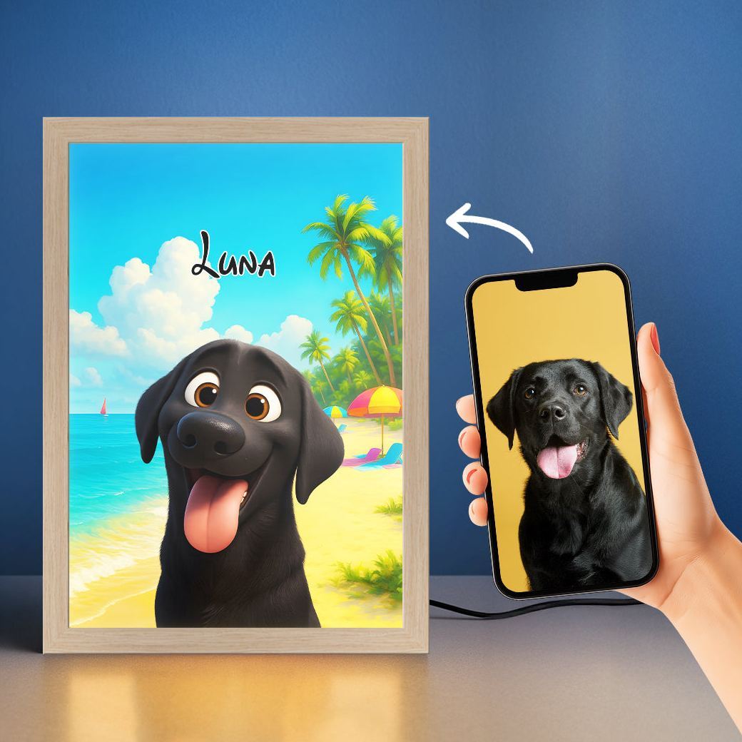 Magical Pet Portrait LED Night Light Custom Photo Pet LED Night Light Gift For Pet Lover - MyFaceSocks