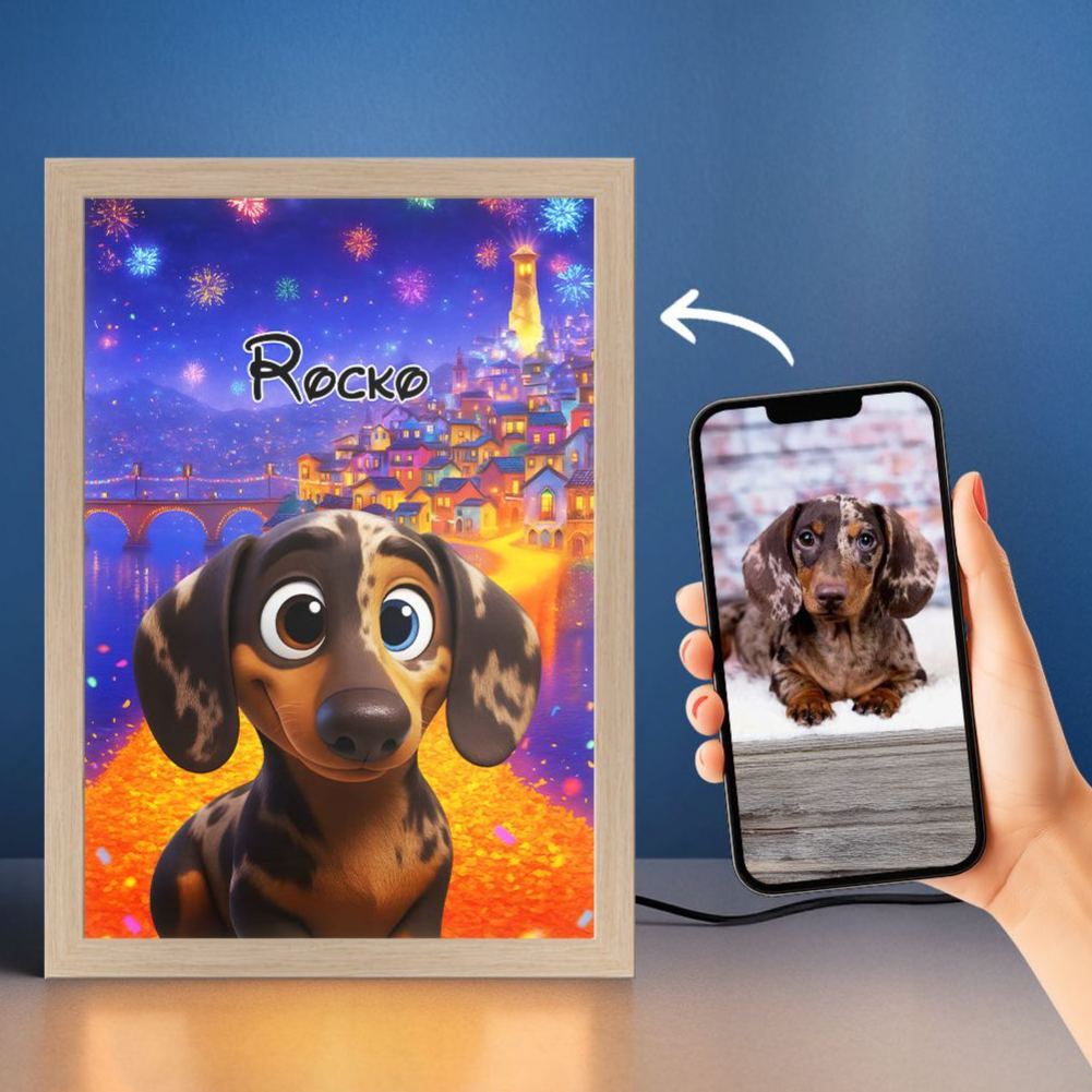 Magical Pet Portrait LED Night Light Custom Photo Pet LED Night Light Gift For Pet Lover - MyFaceSocks