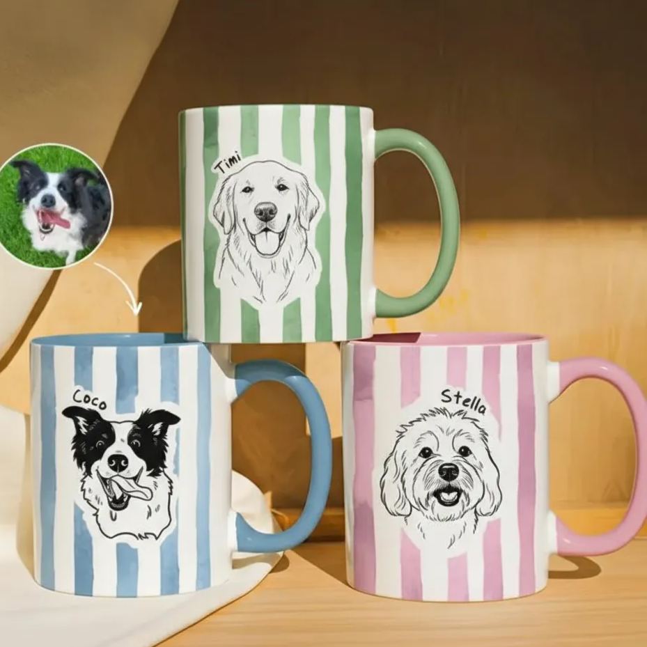 Custom Pet Portrait Mug, Personalized Dog Mug, Custom Cat Mug, Pet Memorial Gift, Dog Mom Gift, Custom Photo Mug