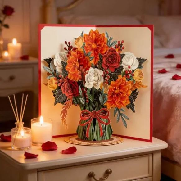 Forever-Blooming 3D Flower Pop-Up Card– Personalized Love Message & Everlasting Bloom - MyFaceSocks