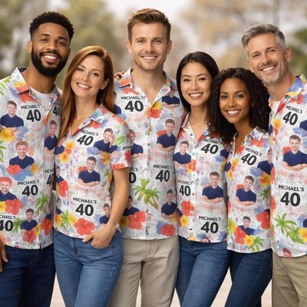 Custom Hawaiian Shirt With Face Personalized Gift For Lovers Tropical Summer Birthday Aloha Shirt With Pocket