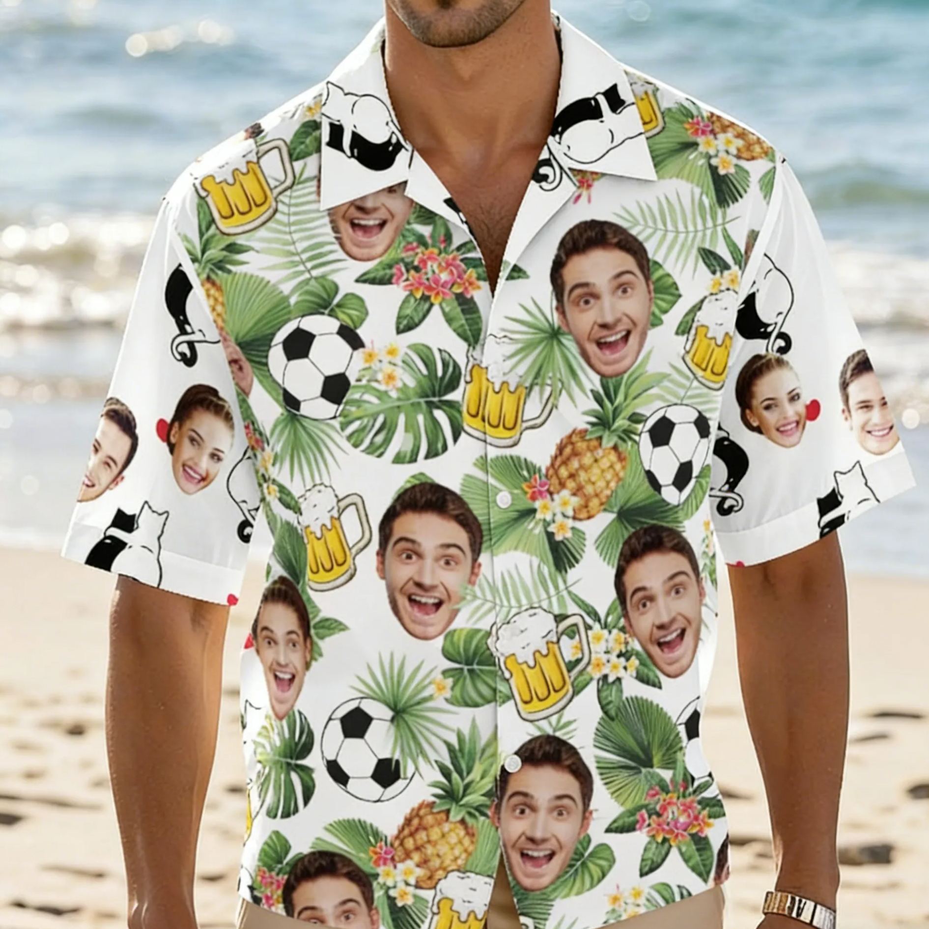 Custom Face Hawaiian Shirt World Cup Football Aloha Shirt Fans Gift