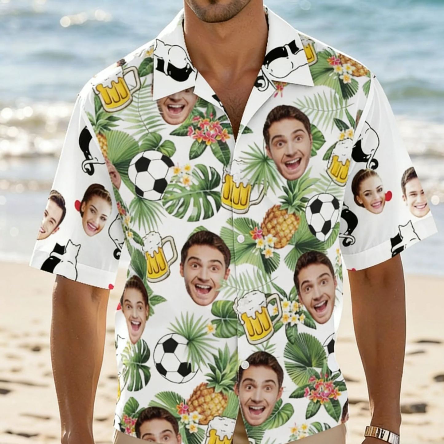 Custom Face Hawaiian Shirt World Cup Football Aloha Shirt Fans Gift