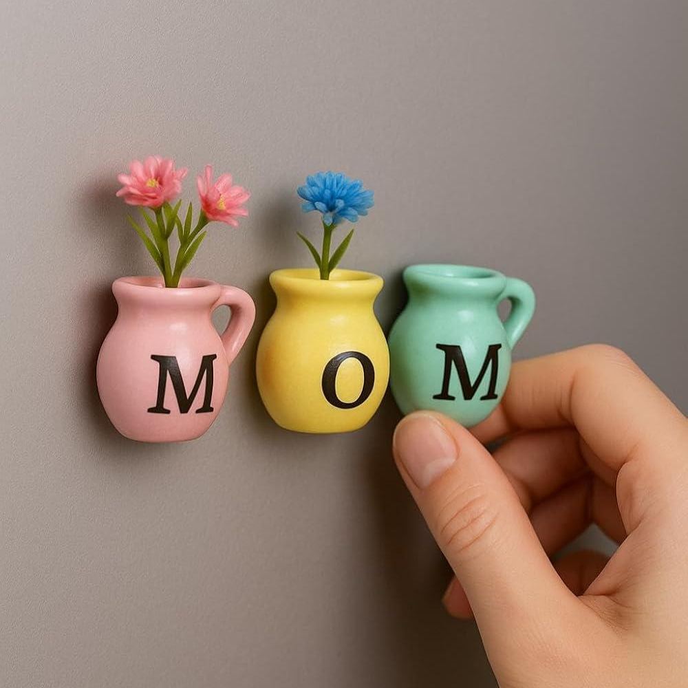 Mini Vase Magnets for Fridge - Mothers Day Mom Gifts from Daughter, Unique Birthday Gifts for Mom from Son,