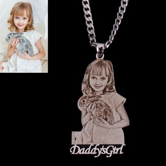 Personalized Custom Photo & Text Engraved Stainless Steel Necklace – Your Memories, Forever Worn Close to the Heart - MyFaceSocks