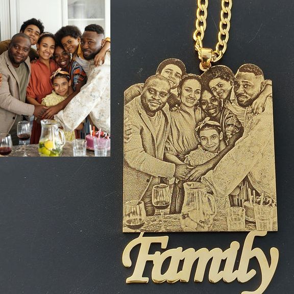 Personalized Custom Photo & Text Engraved Stainless Steel Necklace – Your Memories, Forever Worn Close to the Heart - MyFaceSocks