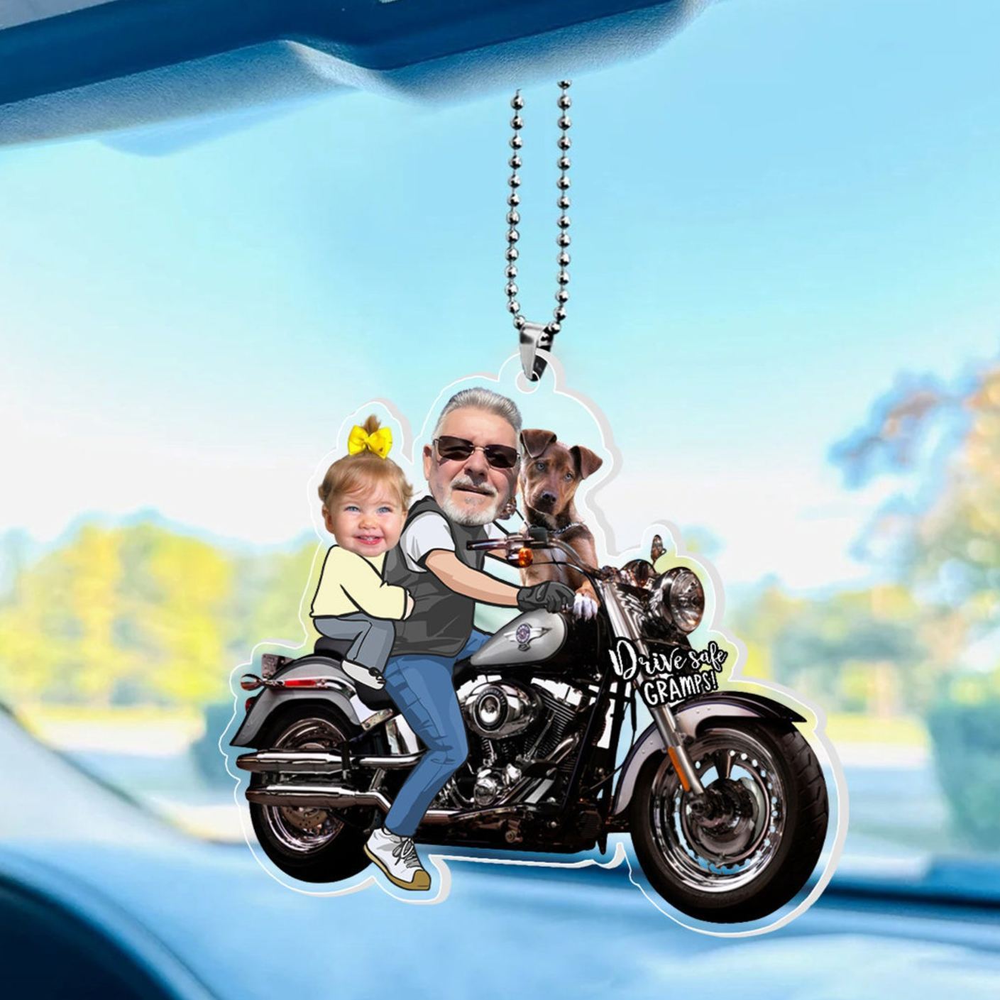 Custom Photo Grandpa Car Ornament Personalized Acrylic Daddy  Fathers Day Ornament Drive Safe Dad Gift - MyFaceSocks