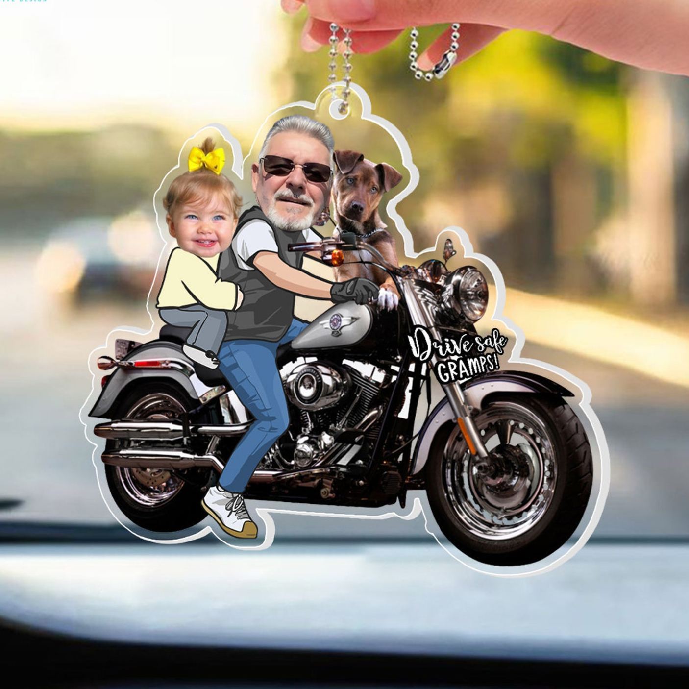 Custom Photo Grandpa Car Ornament Personalized Acrylic Daddy  Fathers Day Ornament Drive Safe Dad Gift - MyFaceSocks