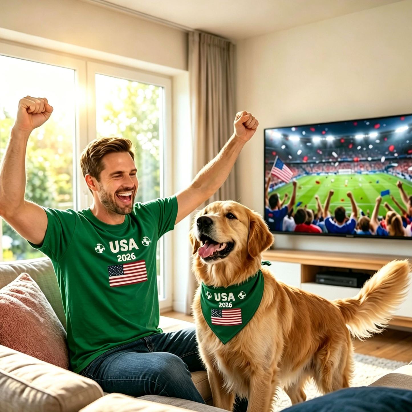 Matching Dog and Owner Country Flag Outfit Set, Custom National Flag Bandana and Tee Shirt, Sports Fan Party Gift for Pet & Owner - MyFaceSocks