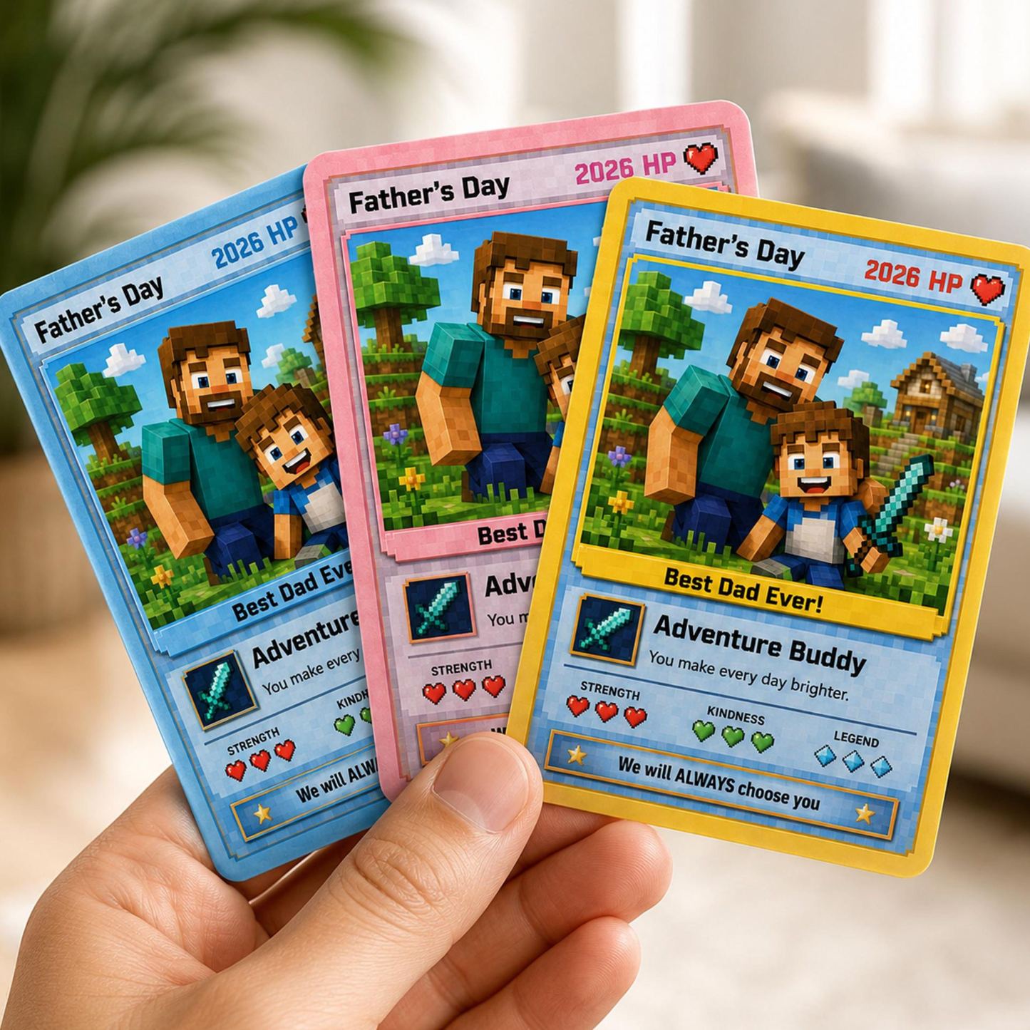 Custom Father's Day Game Card for Dad & Grandpa, Personalized Cartoon Portrait Gift From Kids Keepsake, Father's Day Gift