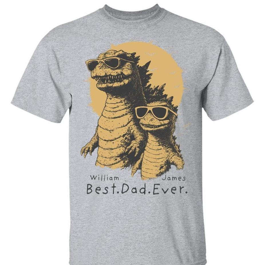 Personalized Best Dad Ever Dadzilla T-Shirt Father Day Gifts for Dad Funny Papa Tshirt Cool Daddy Dinosaur Tee