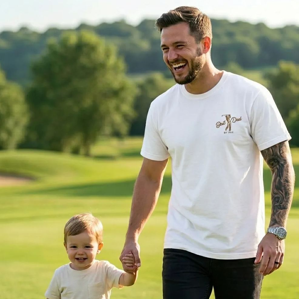 Par "Best Dad" Embroidered T-Shirt, Dad Golf T-Shirt, Comfortable Color, Father'S Day Gift, Embroidered Golf T-Shirt - MyFaceSocks