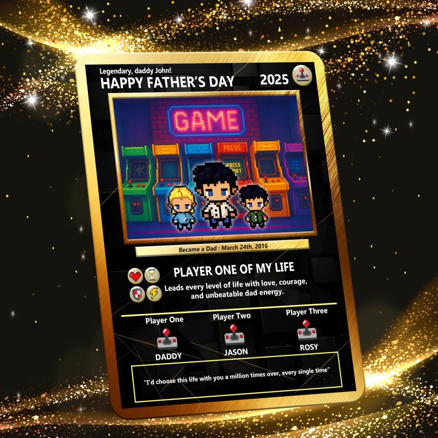 Best Dad Custom Poke Card by Pixel Characters Anime-Inspired Personalized Poke Gift Card for Dad - Customizable Trading Cards with Photo