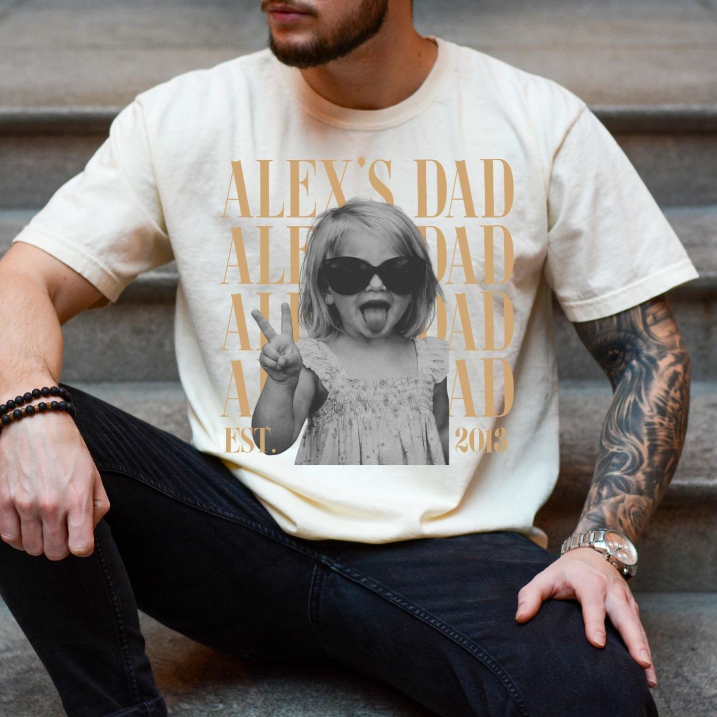 Custom Dad Vintage Photo Shirt: Personalized Fathers Day Shirt With Kids Photo, Funny Dad Shirt, Best Dad Ever Shirt, New Dad Gift - MyFaceSocks