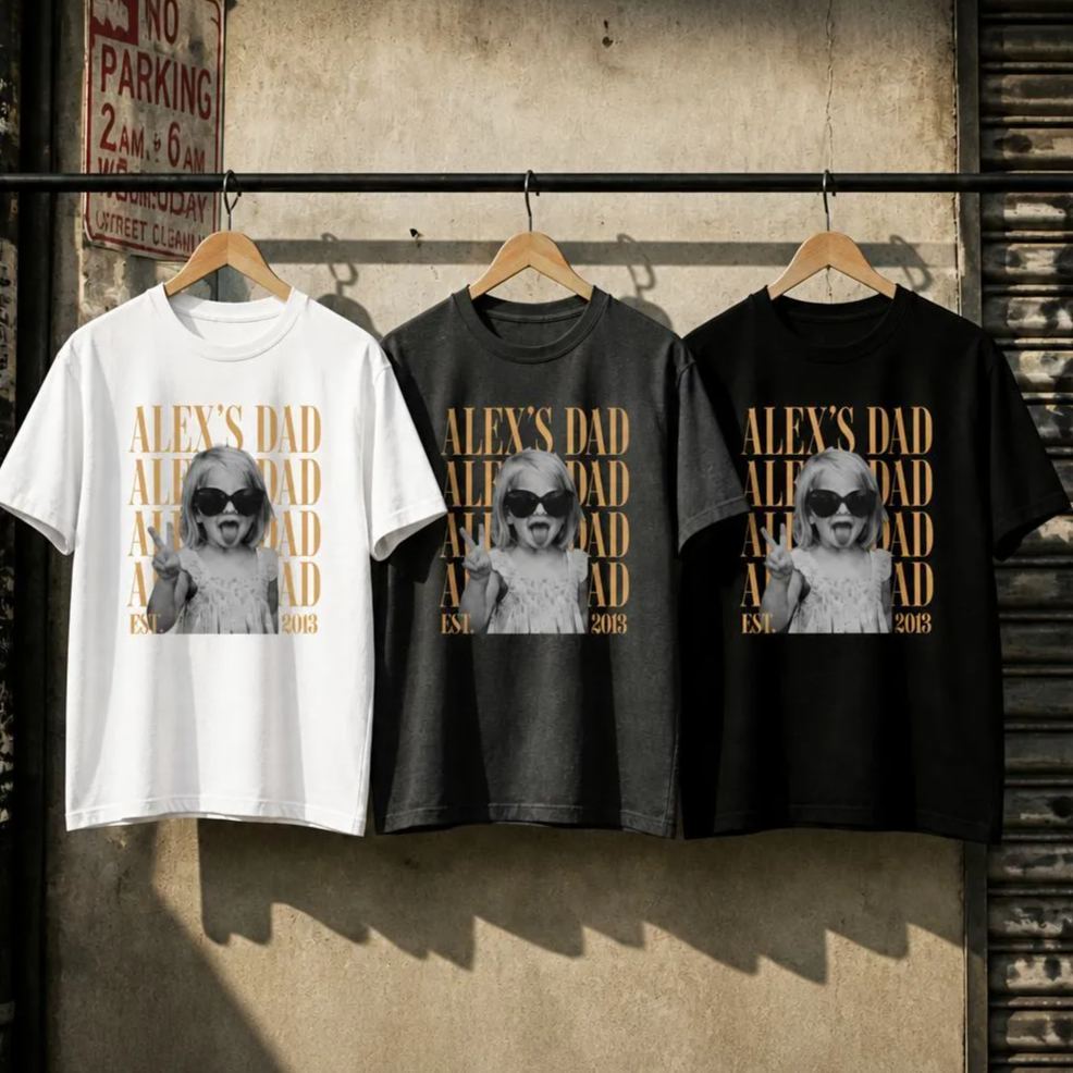 Custom Dad Vintage Photo Shirt: Personalized Fathers Day Shirt With Kids Photo, Funny Dad Shirt, Best Dad Ever Shirt, New Dad Gift - MyFaceSocks