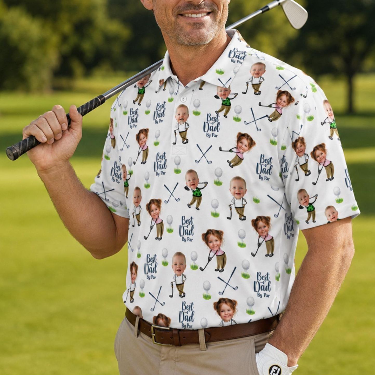 Custom Golf Polo Shirt for Dad, Personalized Photo Golf Shirt, Best Dad Golf Gift, Face Photo Polo, Father’s Day Shirt, Father's Day Gift