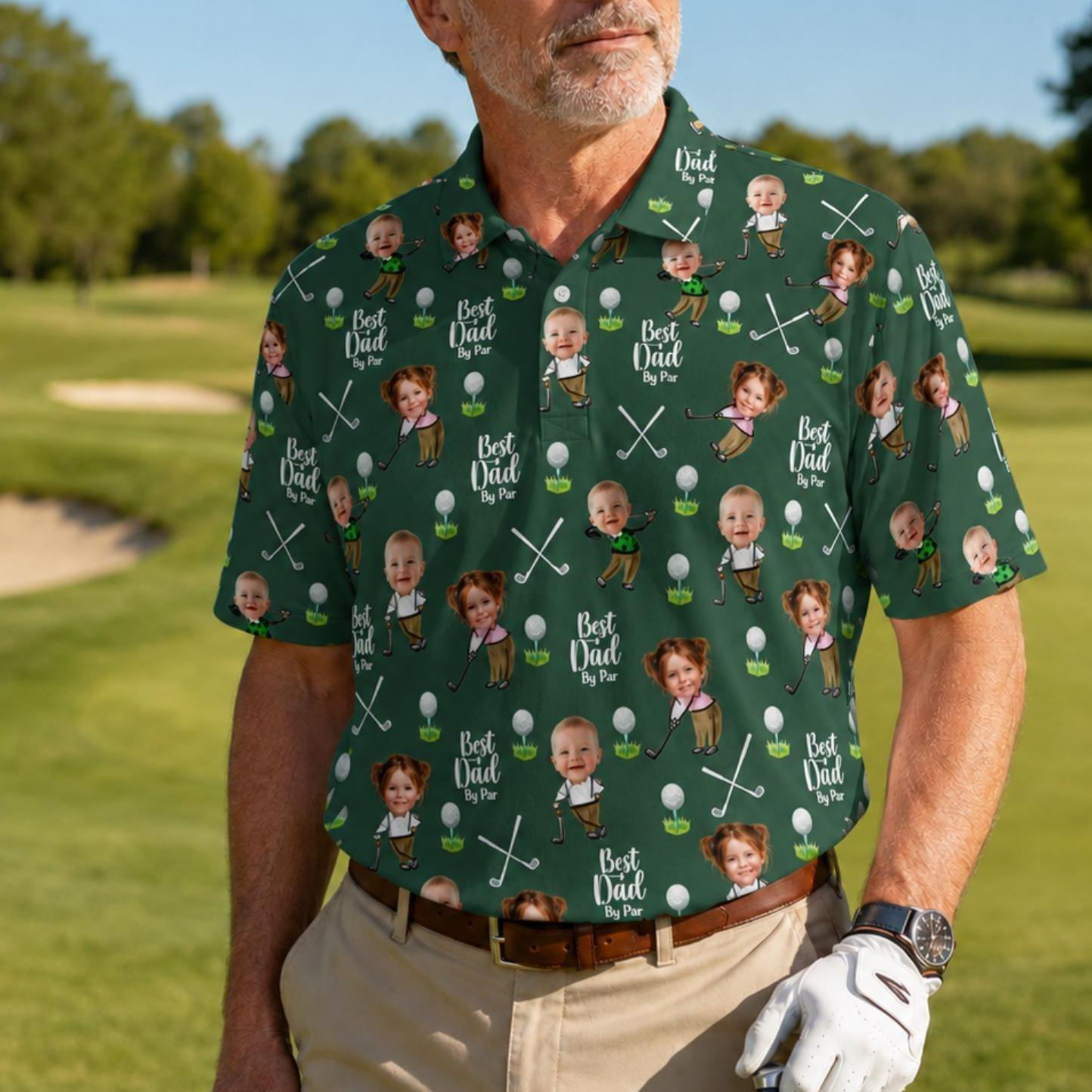 Custom Golf Polo Shirt for Dad, Personalized Photo Golf Shirt, Best Dad Golf Gift, Face Photo Polo, Father’s Day Shirt, Father's Day Gift