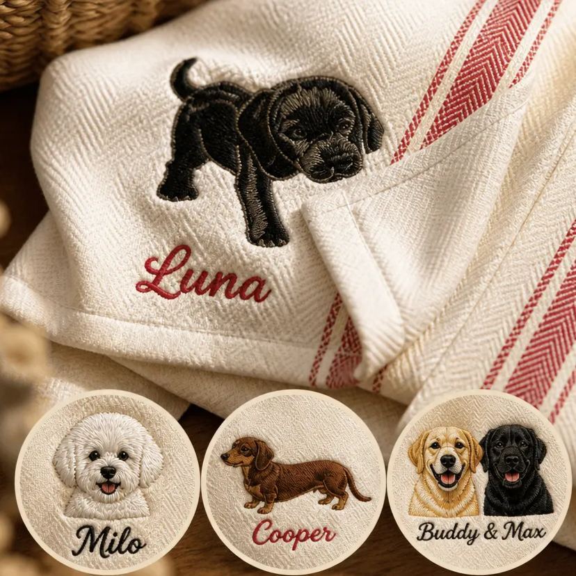 Custom Puppy Hand Towel – Personalized Dog Face Towel, Cute Pet-Themed Bathroom & Kitchen Towel, Gift for Dog Lovers