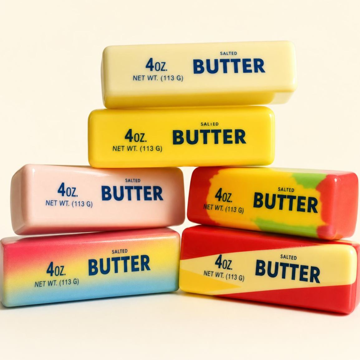 Butter Stick Squishy Toy, Colorful Printed PU Slow Rising Stress Relief Toy, Soft Squeeze Fidget Toy, Realistic Butter Shape Sensory Toy - MyFaceSocks