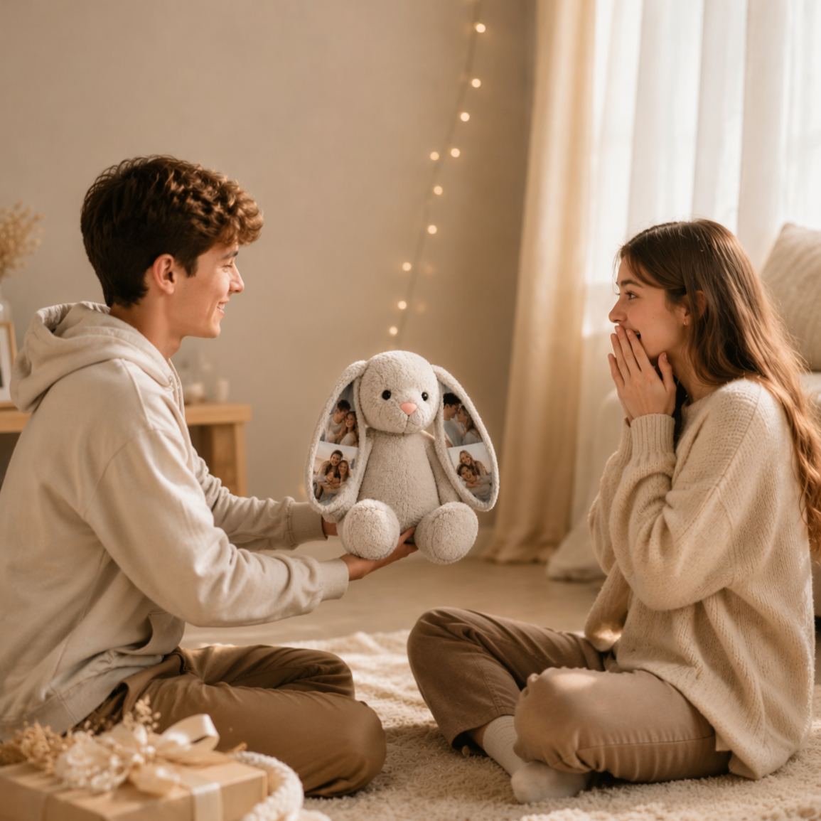 Personalised Hidden Photo Bunny Plush – Unique Family Gift for Mom, Dad & Grandparents