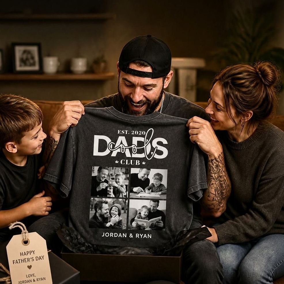 Personalized Cool Dad Photo Shirt, Dad Gift Custom, Father's Day T-Shirt with Kids Name, Cool Dad Club Photo Shirt