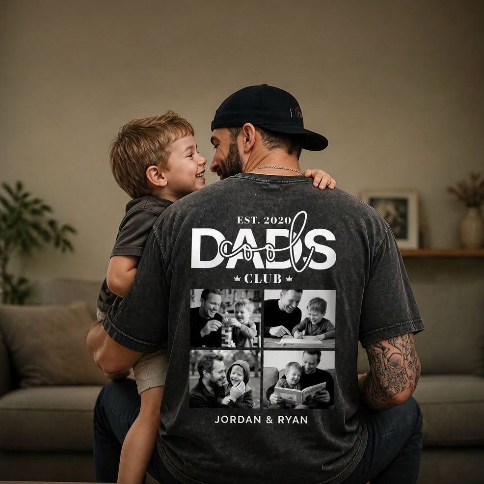 Personalized Cool Dad Photo Shirt, Dad Gift Custom, Father's Day T-Shirt with Kids Name, Cool Dad Club Photo Shirt
