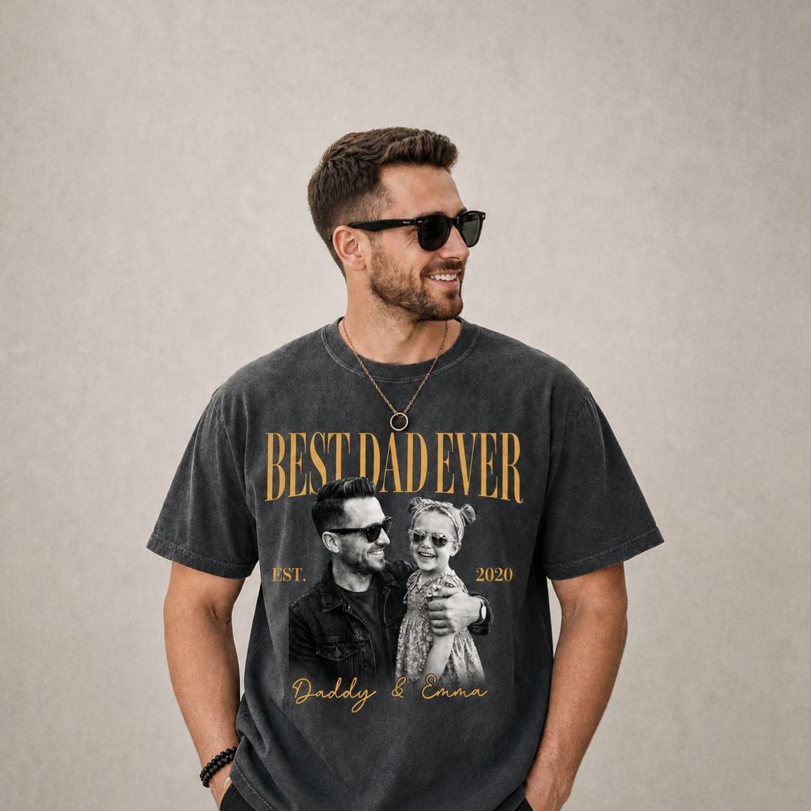 Personalized Dad Vintage Photo Shirt, Custom Fathers Day Shirt With Kids Photo, Best Dad Ever Shirt, New Dad Gift, Fathers Day Gift for Dad