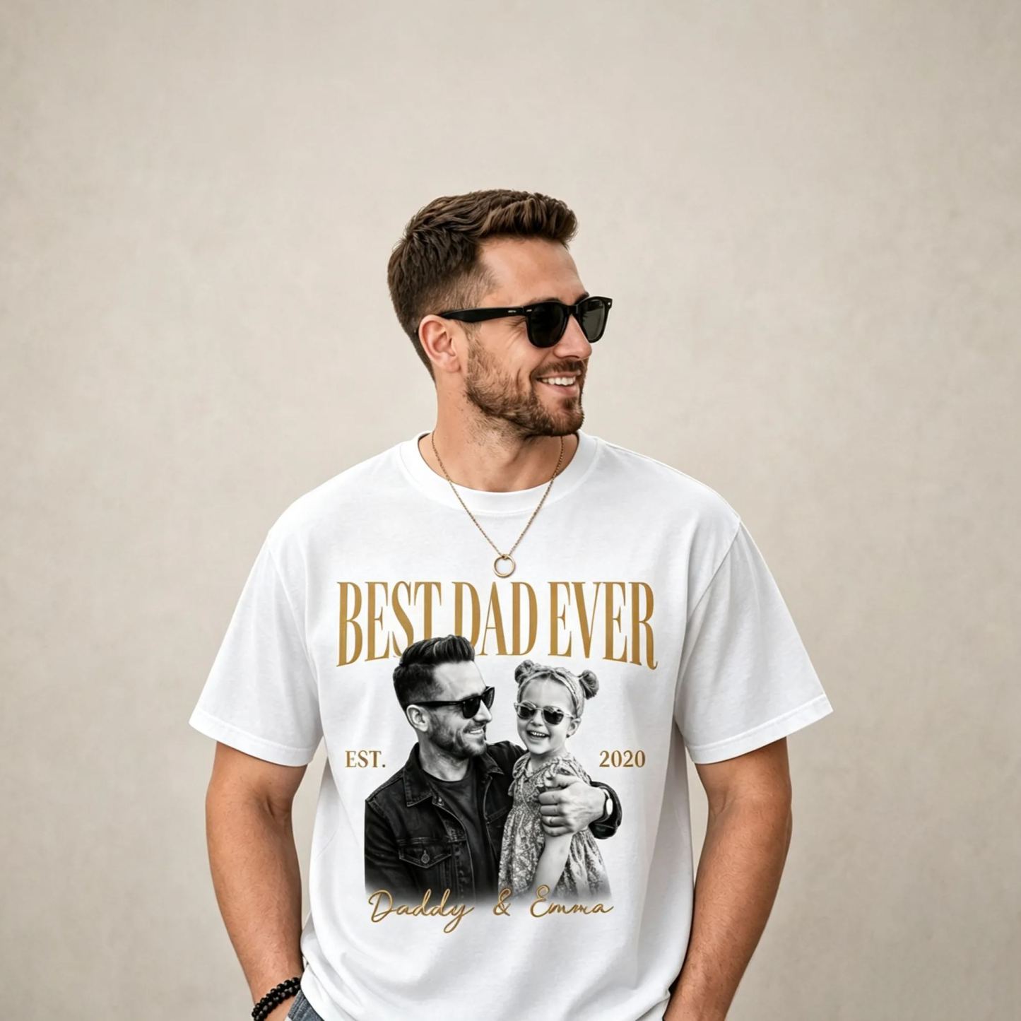 Personalized Dad Vintage Photo Shirt, Custom Fathers Day Shirt With Kids Photo, Best Dad Ever Shirt, New Dad Gift, Fathers Day Gift for Dad