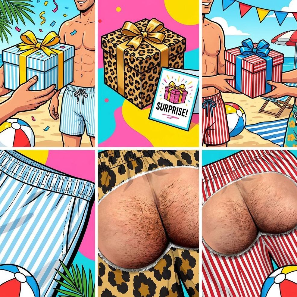 Personalized Funny Men’s Swim Trunks, Fake Butt Beach Shorts,Summer Vacation Travel Novelty Vacation Gift For Husband Or Boyfriend - MyFaceSocks