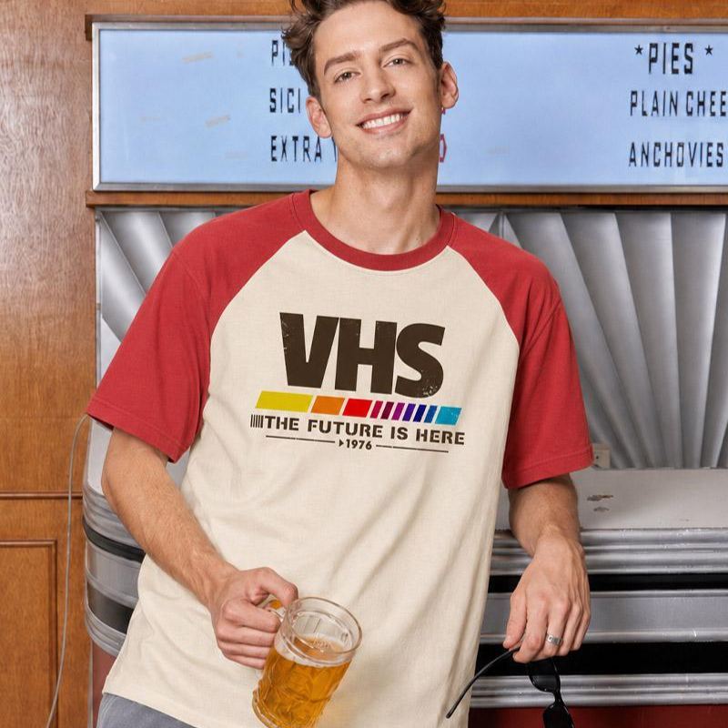 VHS The Future Is Here Geek Retro Raglan T-Shirt - MyFaceSocks