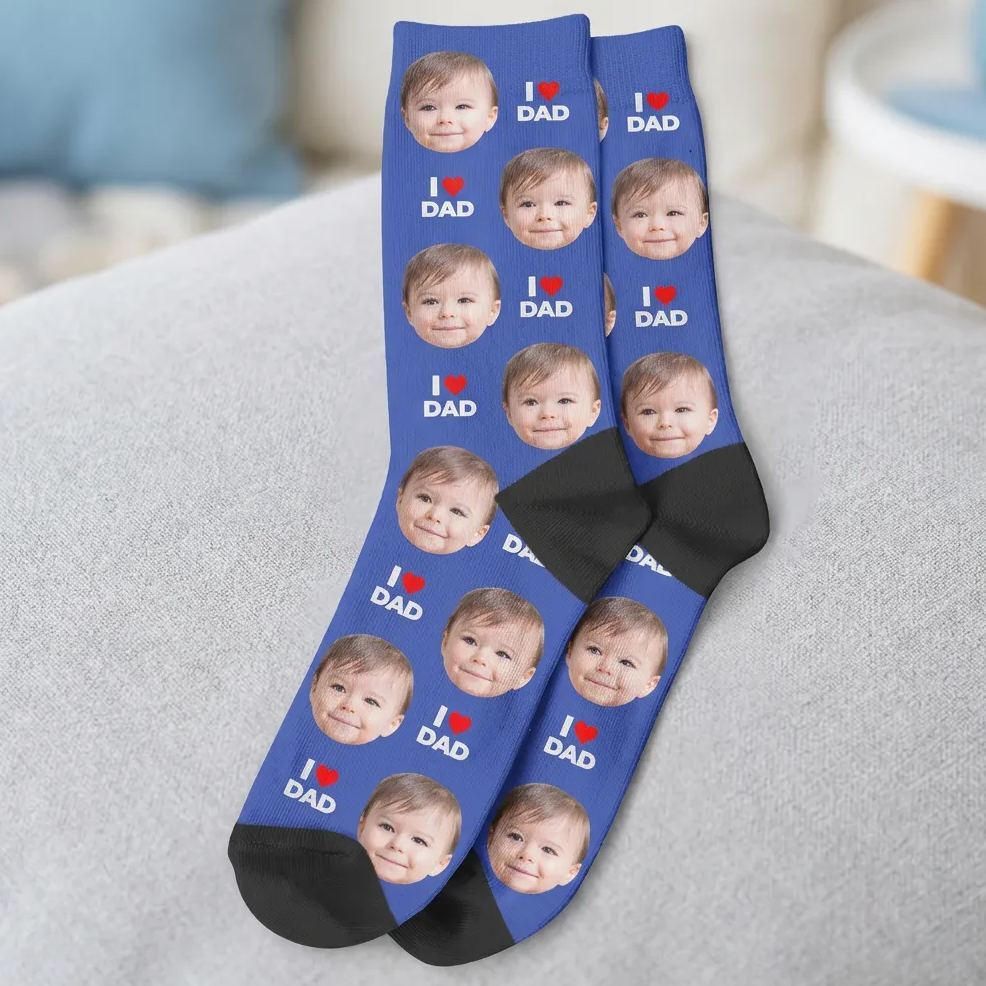 Personalized Dad Socks, Gift For Dad, I Love Dad Socks, Grandpa Gift, Father's Day, Custom Face Socks, Best Dad Ever