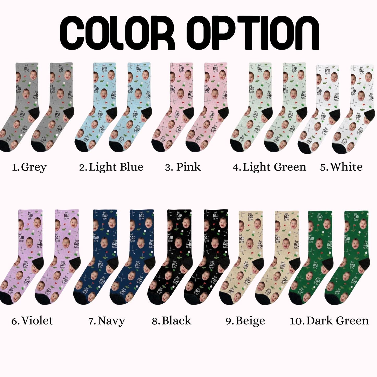 Personalized Golf Socks with Kids Photo, Best Dad By Par Golf Gift, Custom Father’s Day Socks for Dad Grandpa Husband Golfer, Pet Dad Socks