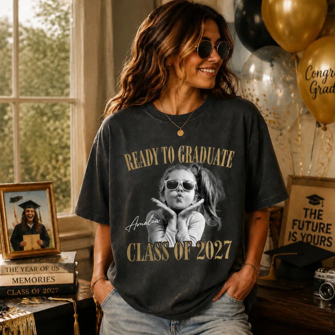 Custom Photo Ready To Graduate Class Of 2027 Comfort Shirt - MyFaceSocks