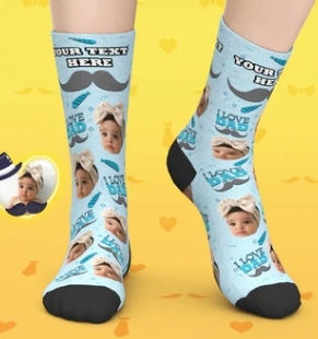 Custom I Love Dad Socks Add Pictures And Name Breathable Soft Socks