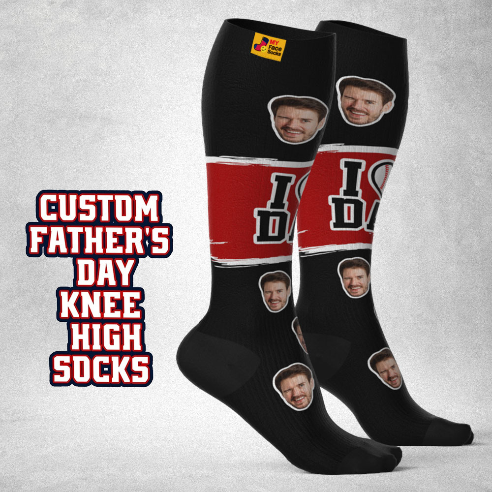 Custom I Heart Dad Knee High Socks Personalized Compression Father's Day Tournament Sport Team Baseball Softball Soccer