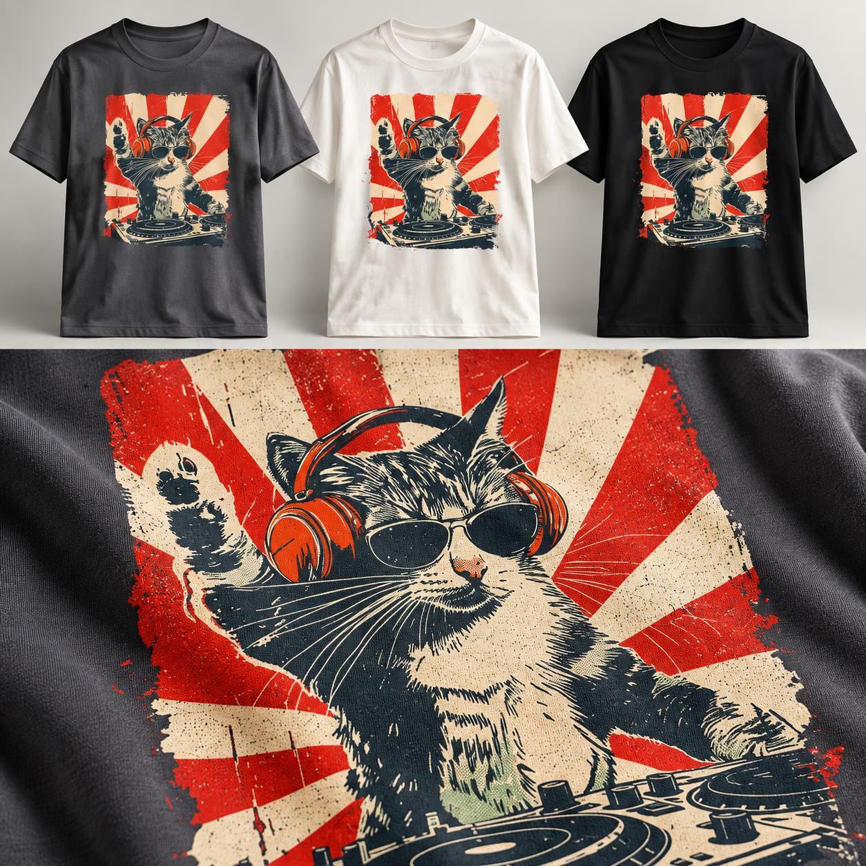 Cool DJ Cat T-Shirt for Music Lovers – Fun Gift for Birthday, Christmas or Housewarming Party - MyFaceSocks