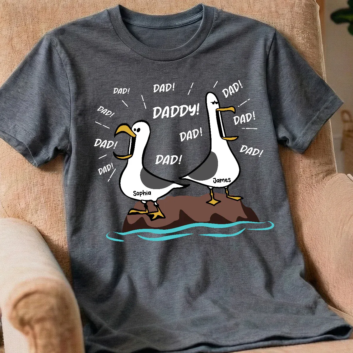 Seagull Dad! Dad! Dad! Custom Kid Name - Personalized Shirt - Funny Father's Day Gift For Dad, Husband - MyFaceSocks