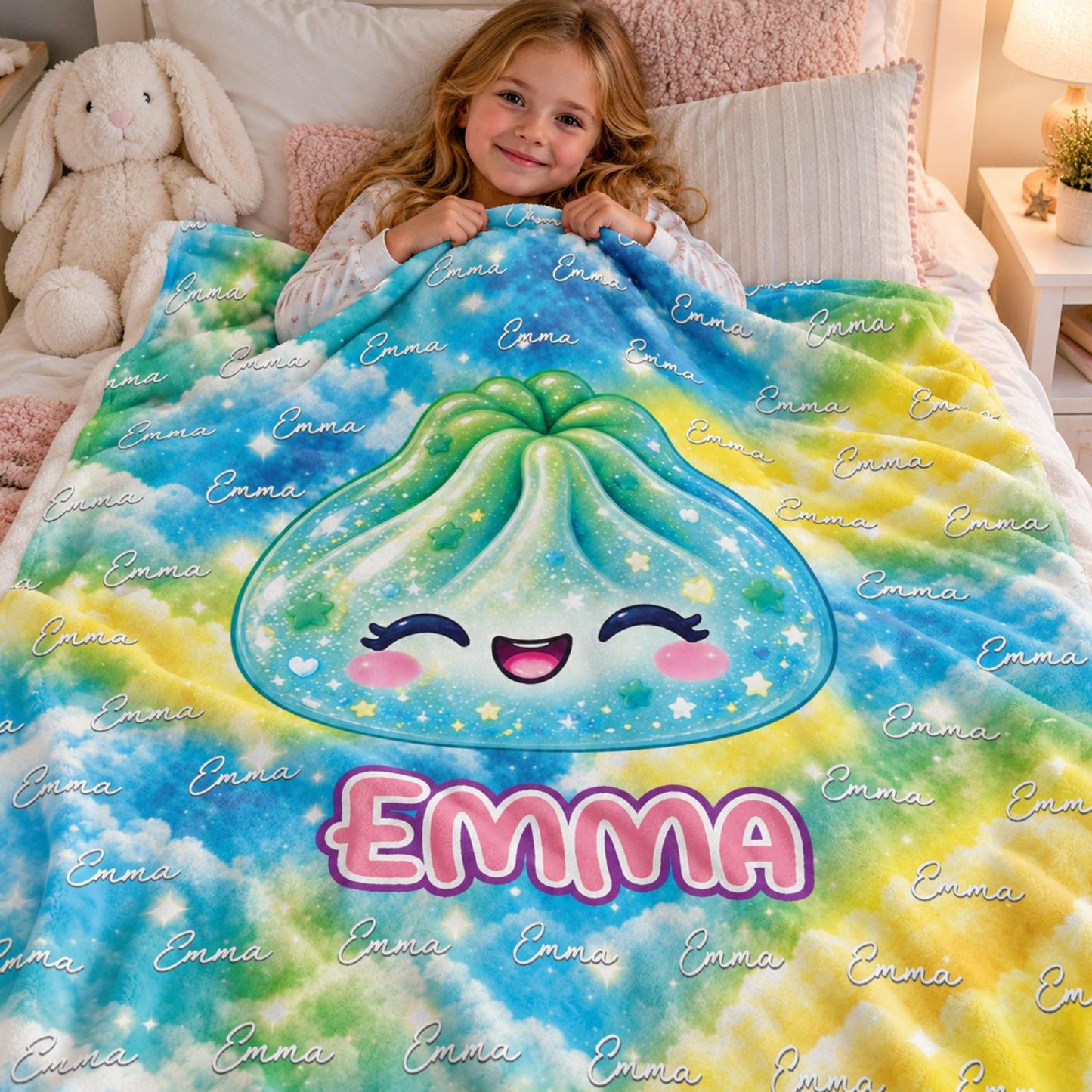 Names Dumpling Fleece Blanket - Personalized Kids Gifts Birthday Christmas Gift with Name & Cute Design - MyFaceSocks