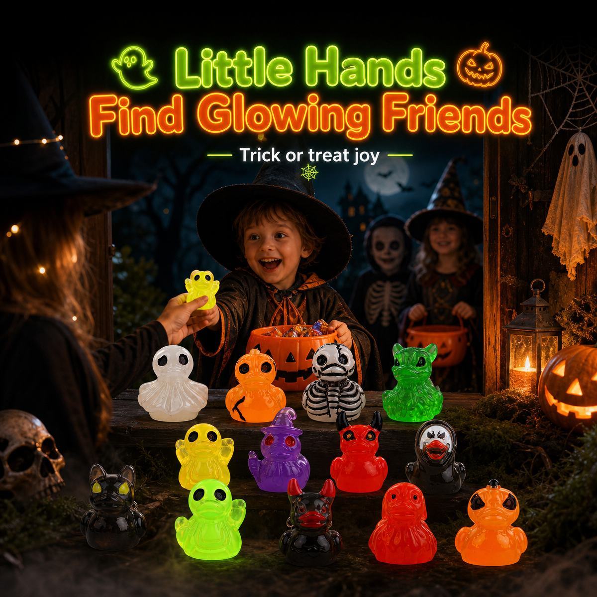Halloween Gothic Ghost Duck Resin Figurine, Luminous Devil Skull Design, Cute Spooky Duck Desktop Ornament, Creative Glow-in-the-Dark Tabletop Decoration for Home, Office, Party Shelf Display - MyFaceSocks