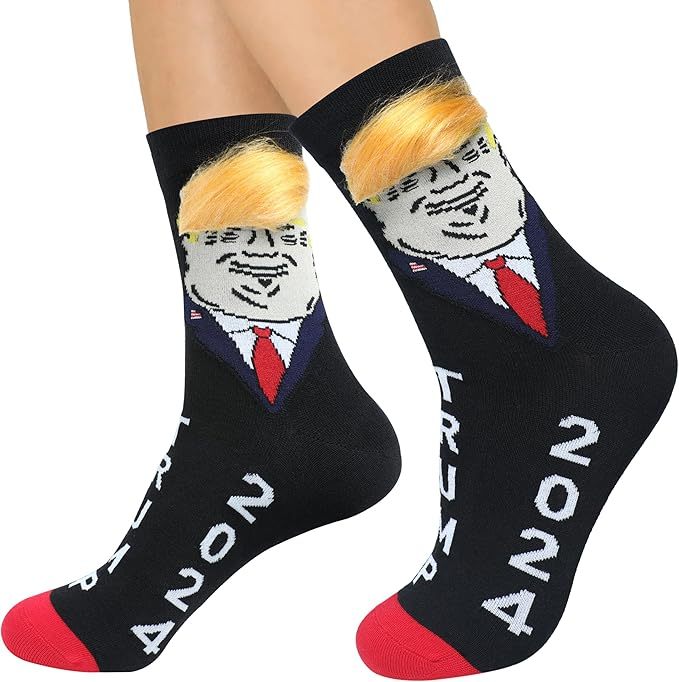 1 Pair Funny Trump Unisex Socks Novelty President 2024 Stylish Trump Hair Socks Trump Merchandise Gift