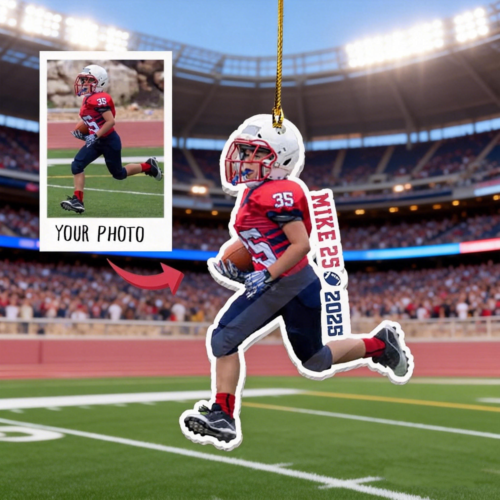 Personalized Sports Photo Ornament Custom Photo Football Ornament Team Gift Sport Ornament