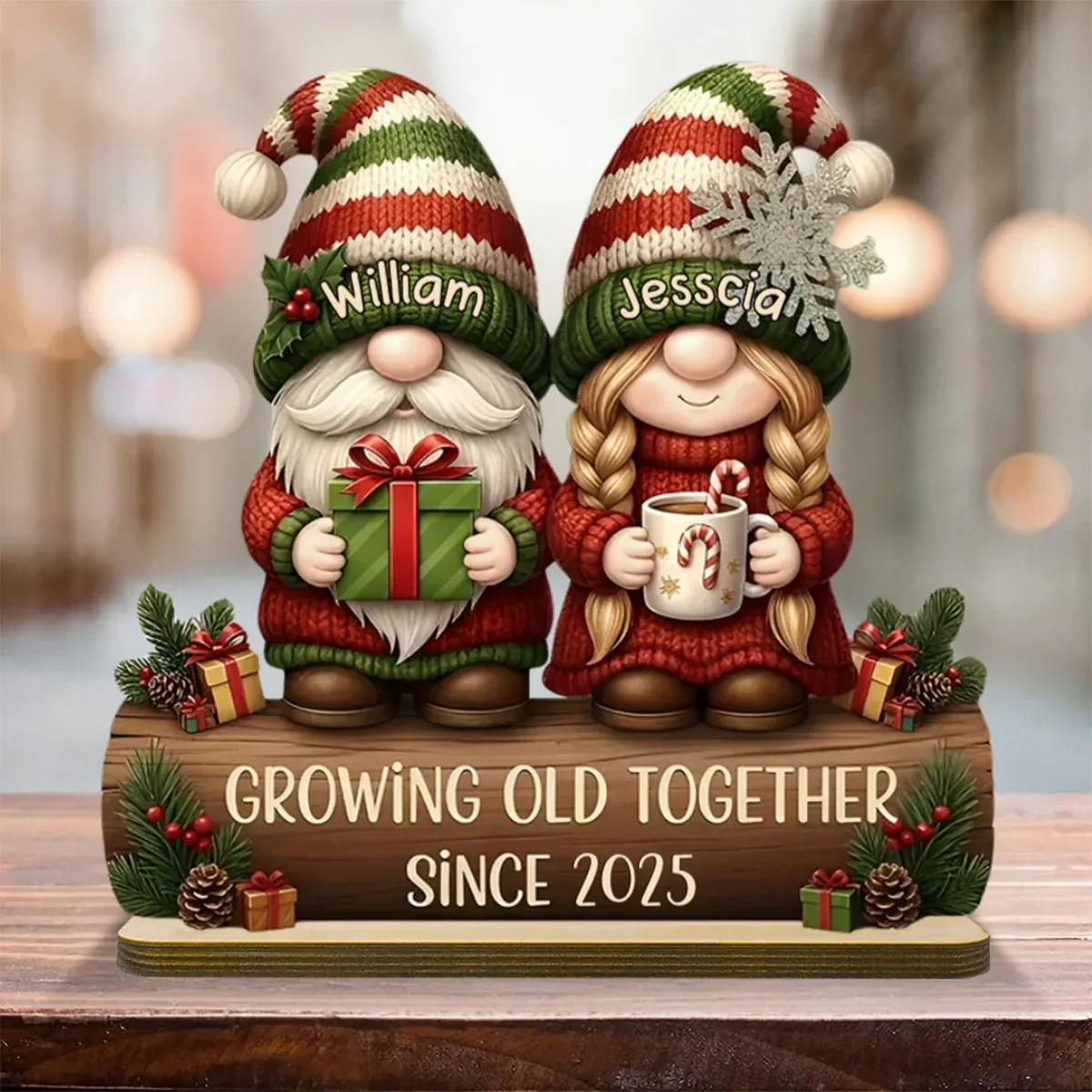 Custom Couple Growing Old Together Plaque Christmas Decor Personalized Christmas Acrylic Decor Anniversary Couple Plaque