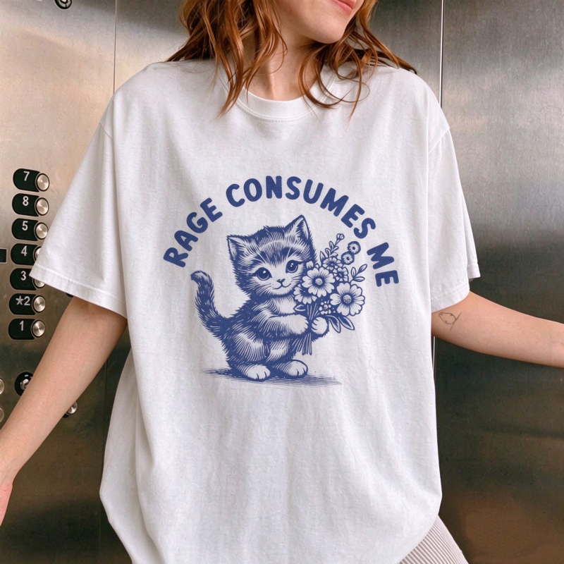 Rage Consumes Me Cat T-Shirt – Funny Gift for Cat Lovers on Birthday, Christmas or Galentine's Day - MyFaceSocks