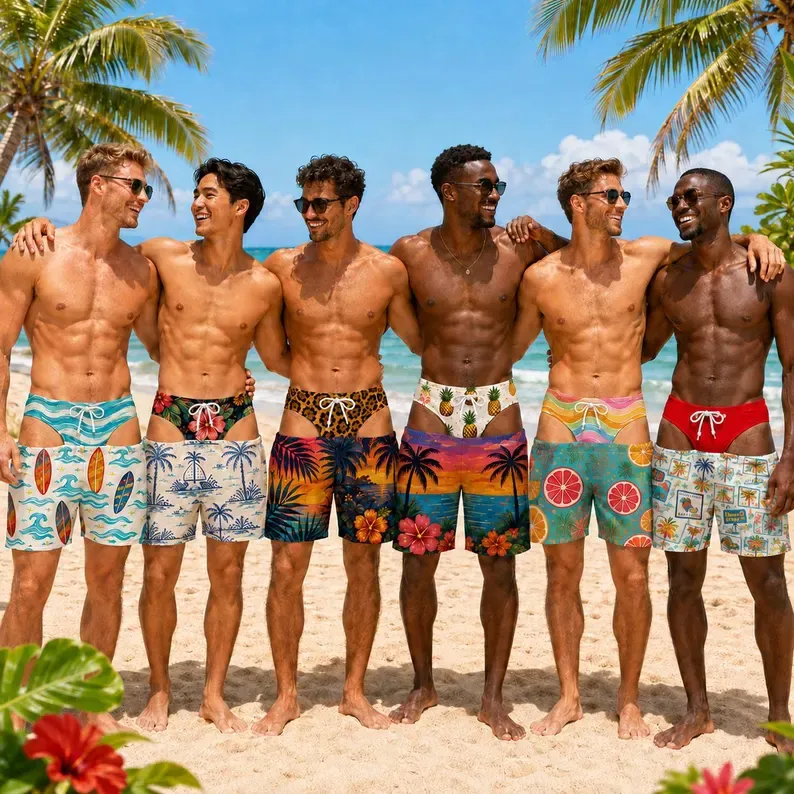 Custom Funny Men Swim Trunks Novelty Optical Illusion Swim Shorts Funny Novelty Party Board Shorts Gift for Husband Boyfriend - MyFaceSocks