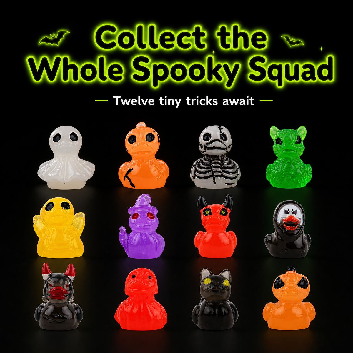 Halloween Gothic Ghost Duck Resin Figurine, Luminous Devil Skull Design, Cute Spooky Duck Desktop Ornament, Creative Glow-in-the-Dark Tabletop Decoration for Home, Office, Party Shelf Display