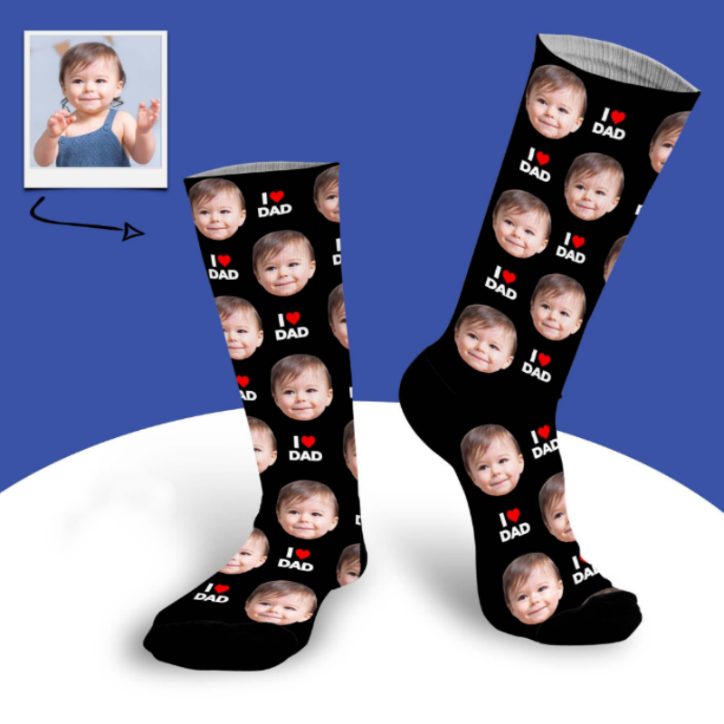 Personalized Dad Socks, Gift For Dad, I Love Dad Socks, Grandpa Gift, Father's Day, Custom Face Socks, Best Dad Ever