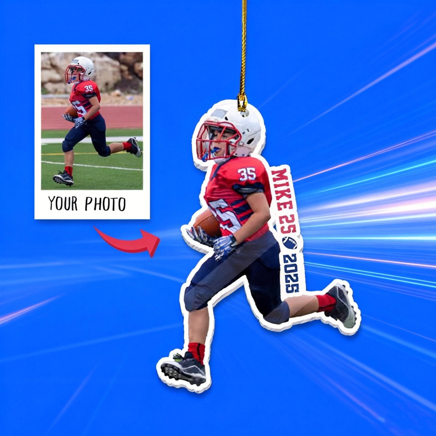 Personalized Sports Photo Ornament Custom Photo Football Ornament Team Gift Sport Ornament